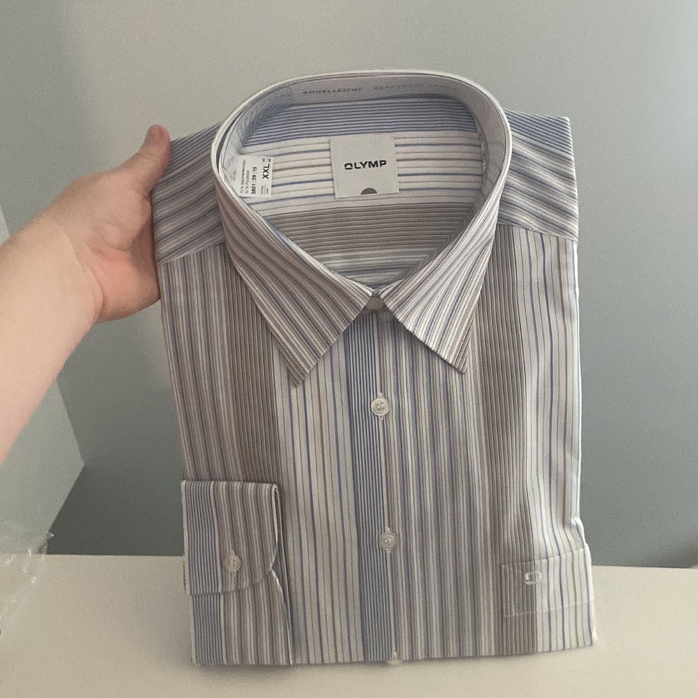 Olymp XXL striped dress shirt easy care NWT long sleeve